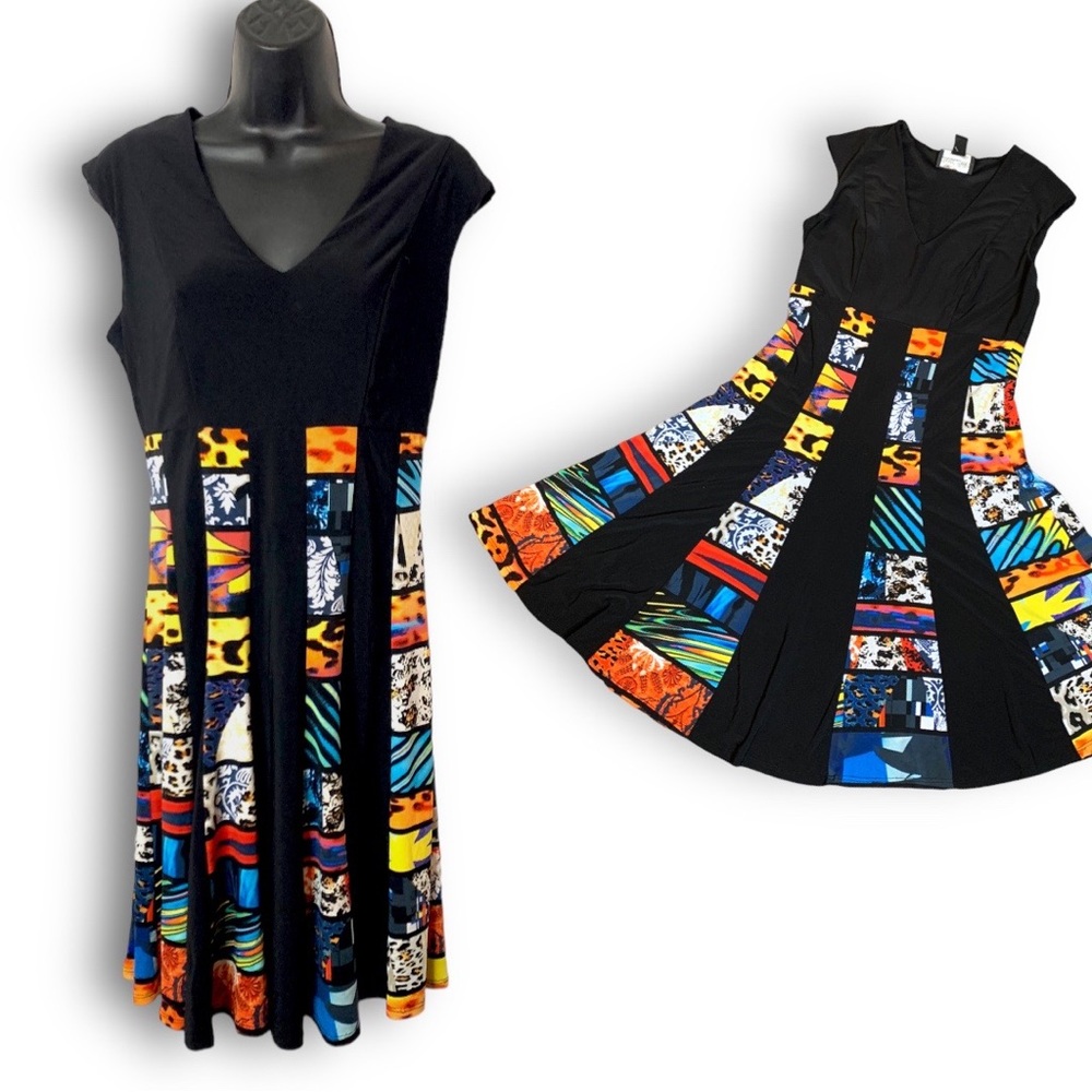 Frank Lyman V-Neck, Sleeveless, Graphic Print Dress Sz 8